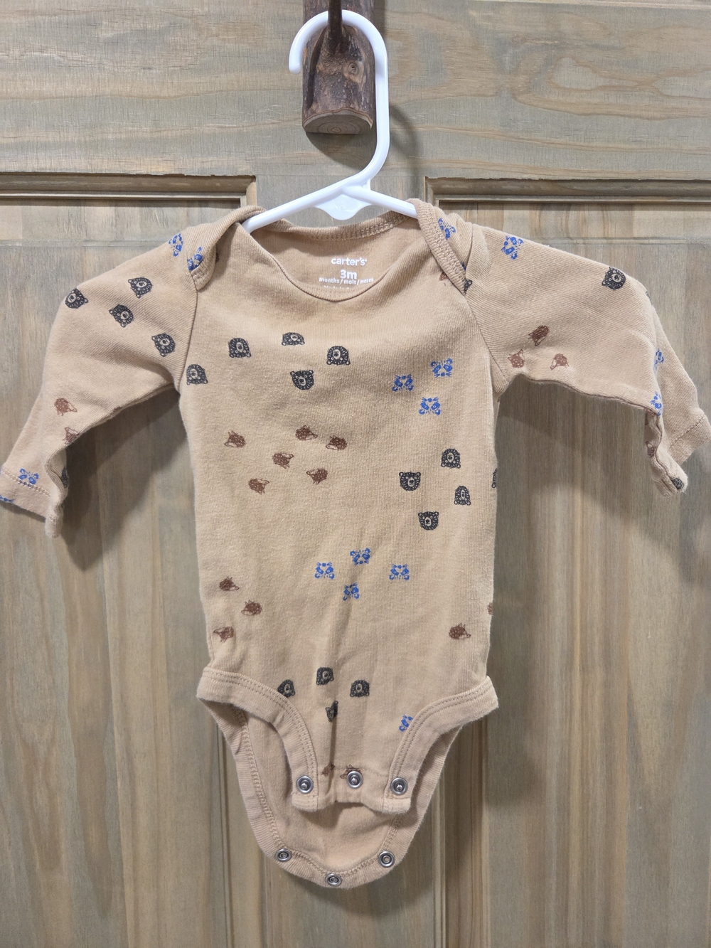 **BUNDLE & SAVE** Carter's Tan Bear & Racoon Print Long-Sleeve One-Piece